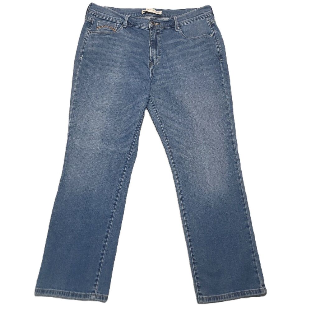 Levis 505 Straight Leg Jeans Womens 14 Stretch Blue Denim